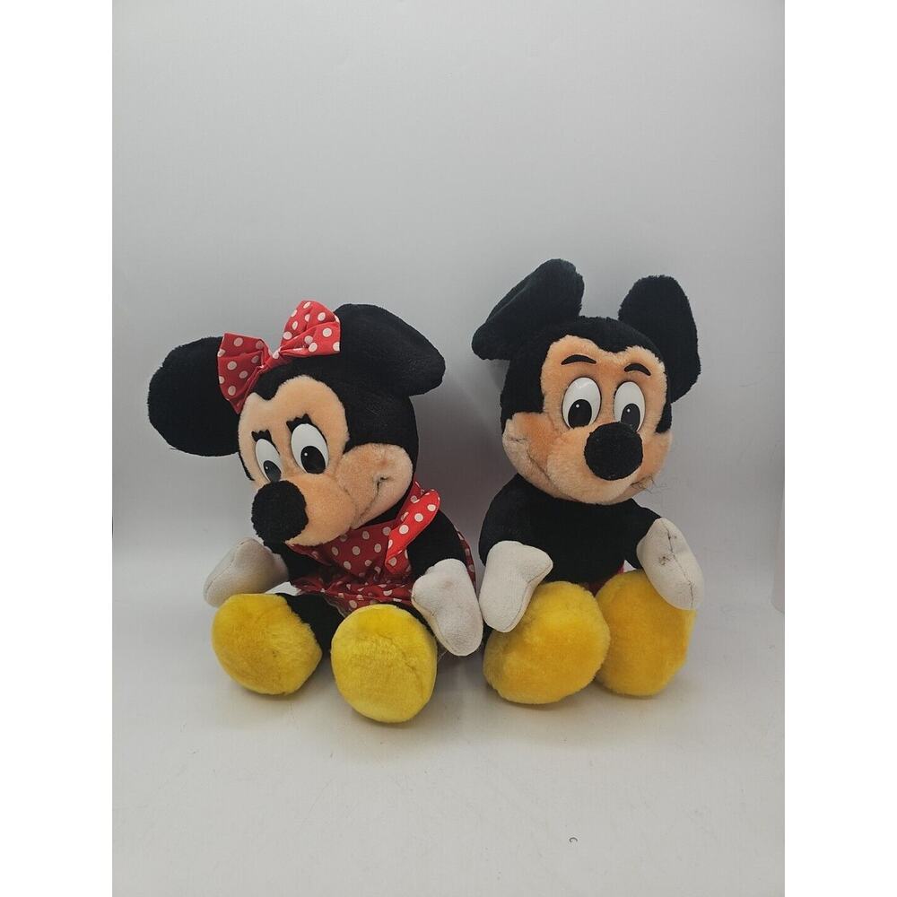 Vintage Walt Disney World Plush Mickey and Minnie Mouse 13" Toy Stuffed Animal